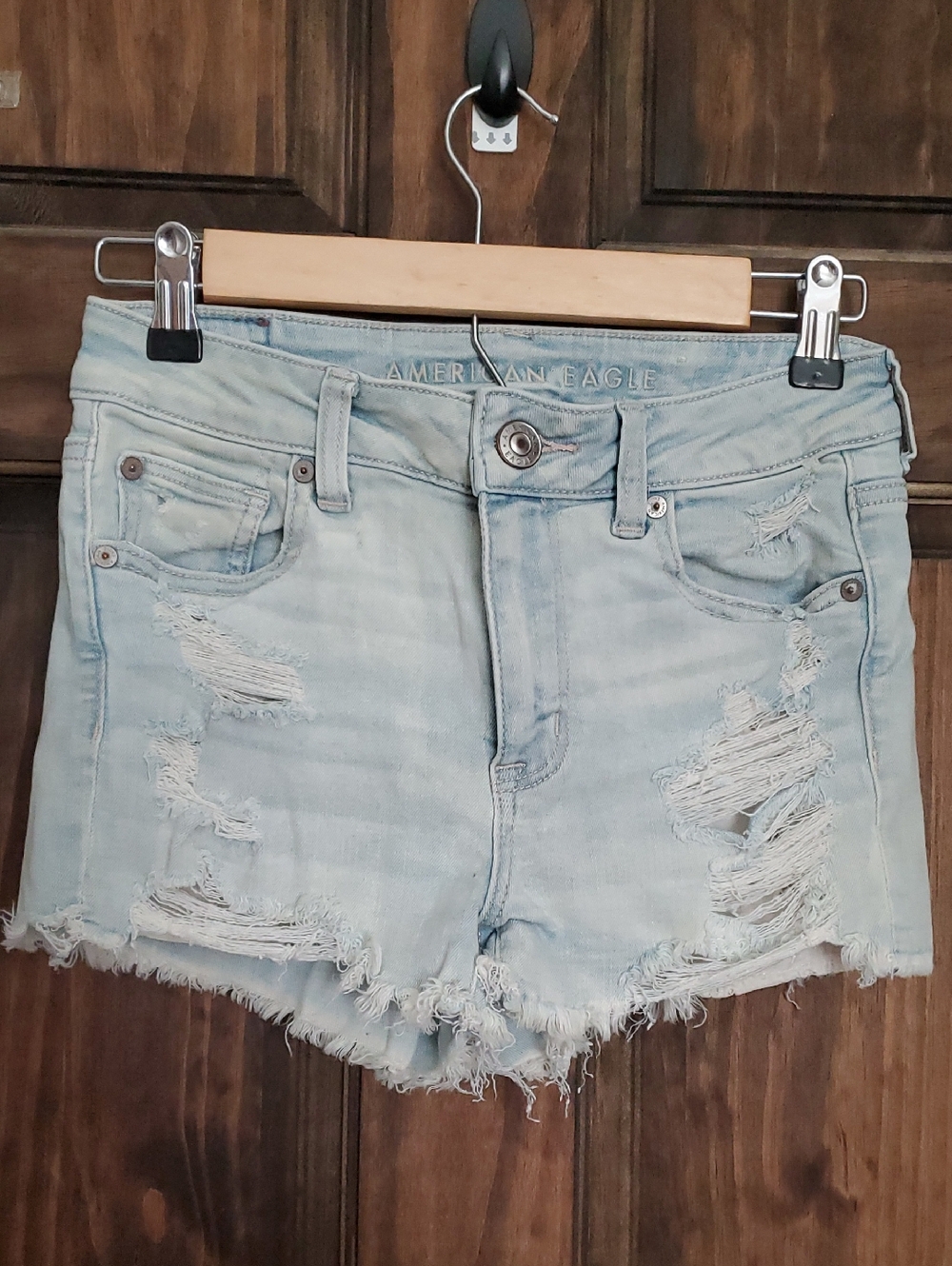 American Eagle Outfitters Distressed Light Blue Denim Cutoff Shorts
